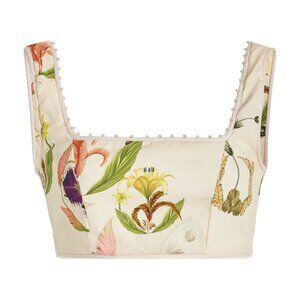 Agua Bendita Amanda Cropped Cotton Top